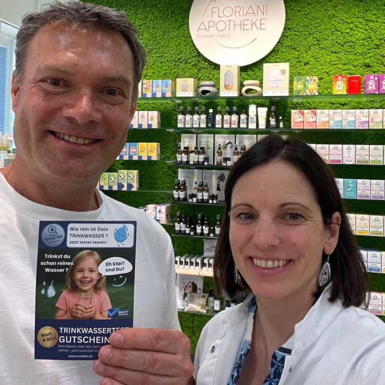 Andreas Zand & Doris Leykauf Trinkwassertest in Apotheken erhältlich - Leitungswasser in Graz und Umgebung testen lassen.